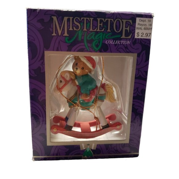 Boxed Vintage 1993 “Baby’s First Christmas” Bear on Rocking Horse Ornament - Picture 3 of 13